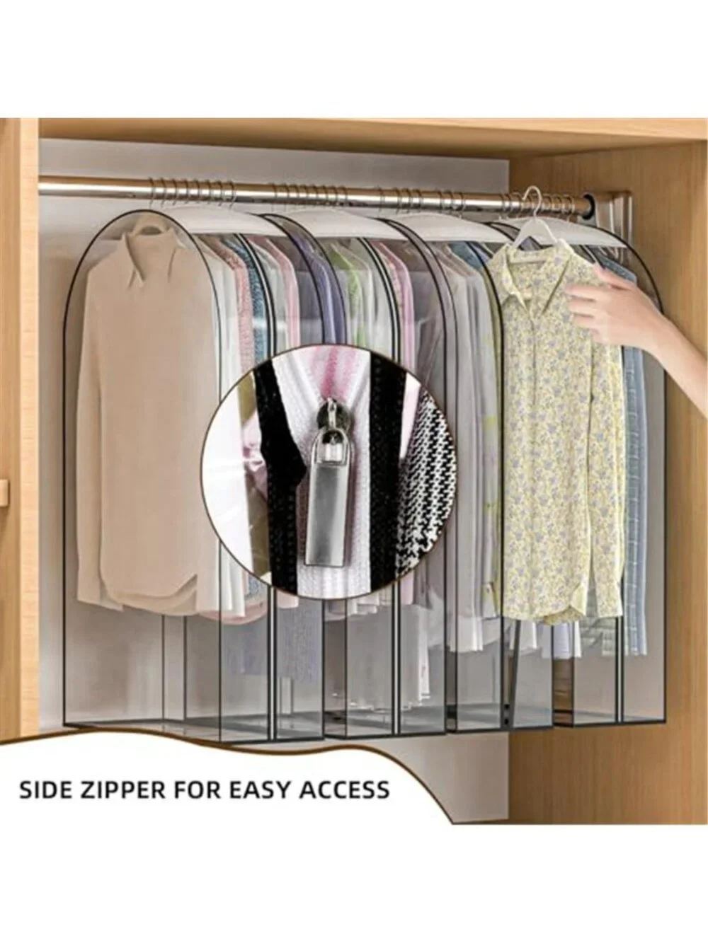 Thickened Clear Garment Bags for Hanging Clothes 4 Packs